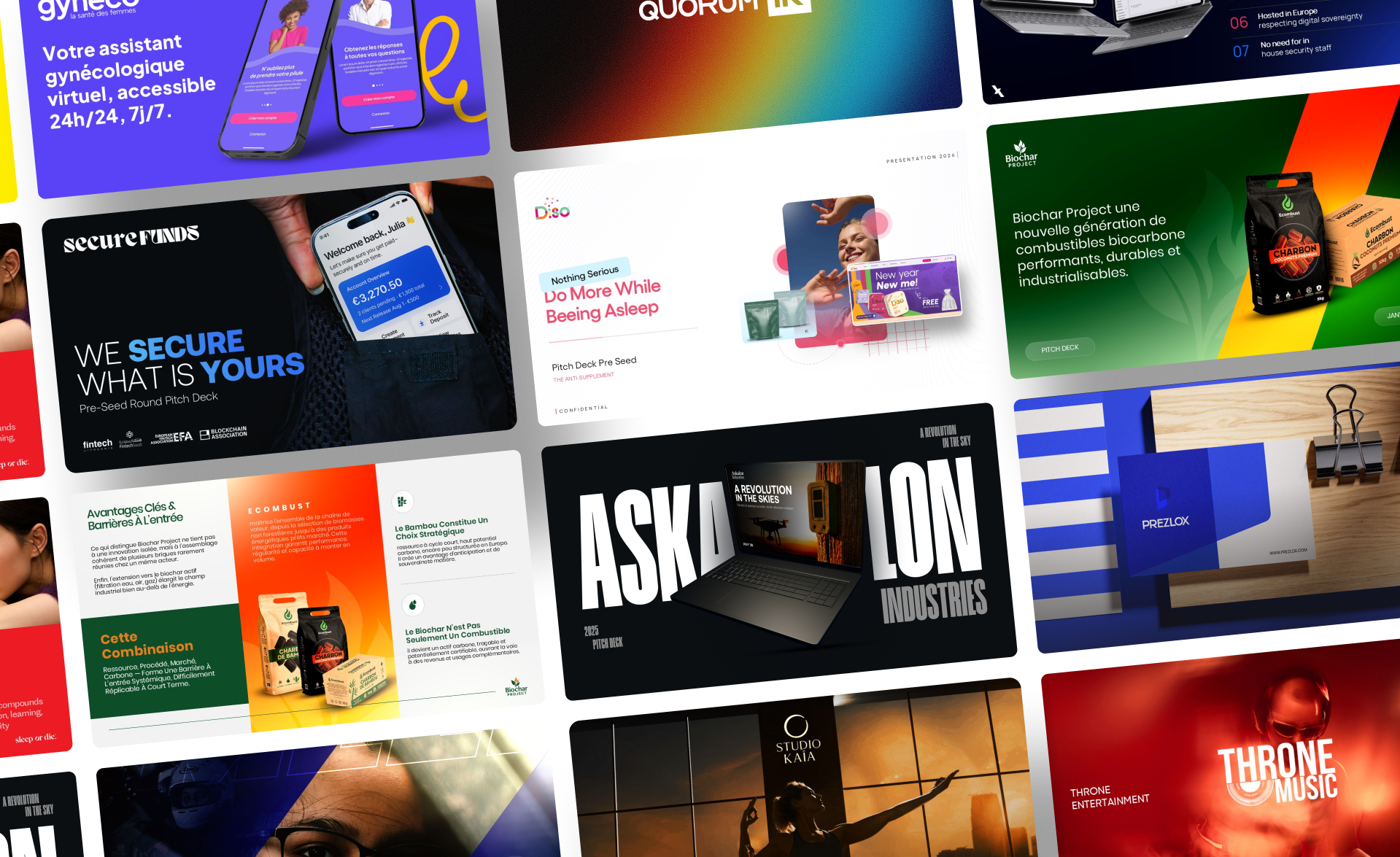 Collage of Prezlox pitch deck slides
