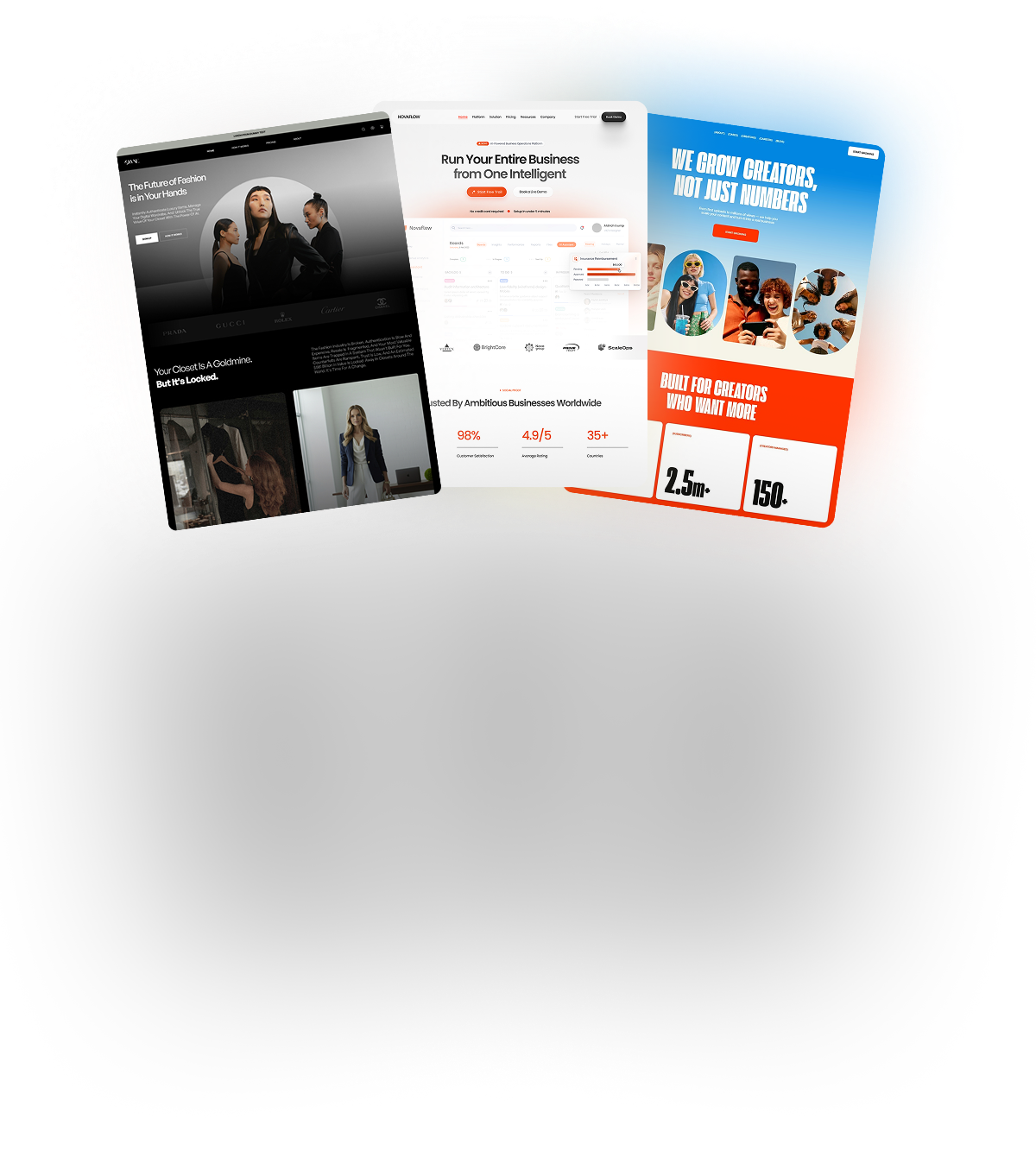 Three user interface examples shown as part of a free UX audit