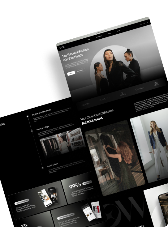 Fashion website interface and supporting responsive screen designs