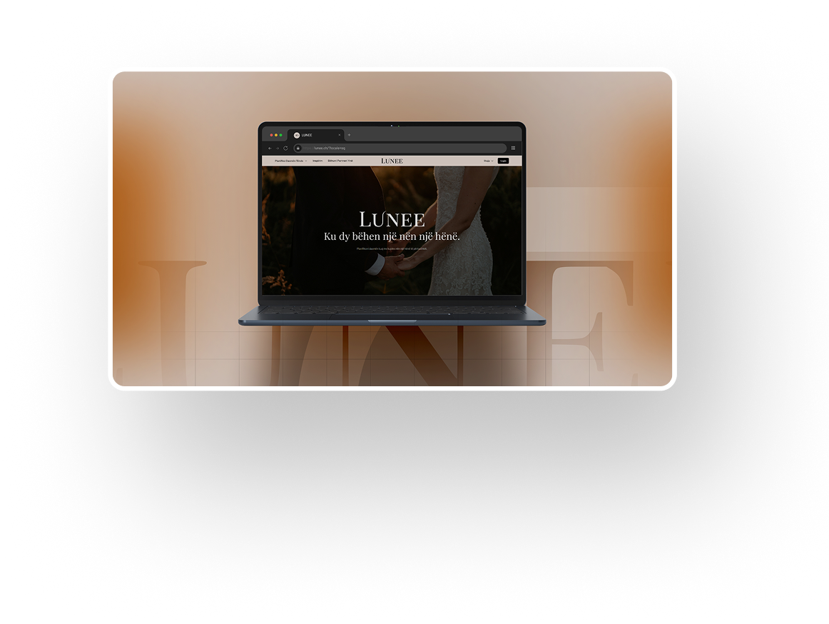 Luxury event website displayed on a laptop