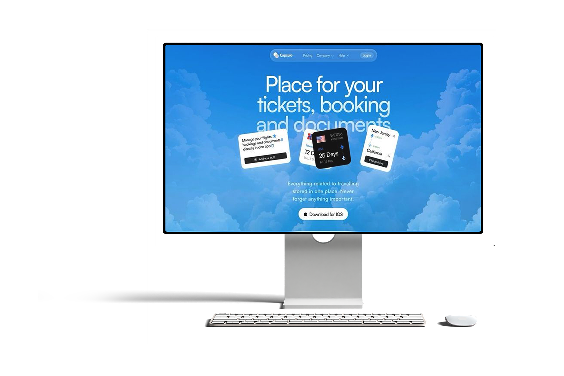 Desktop website experience displayed on an iMac